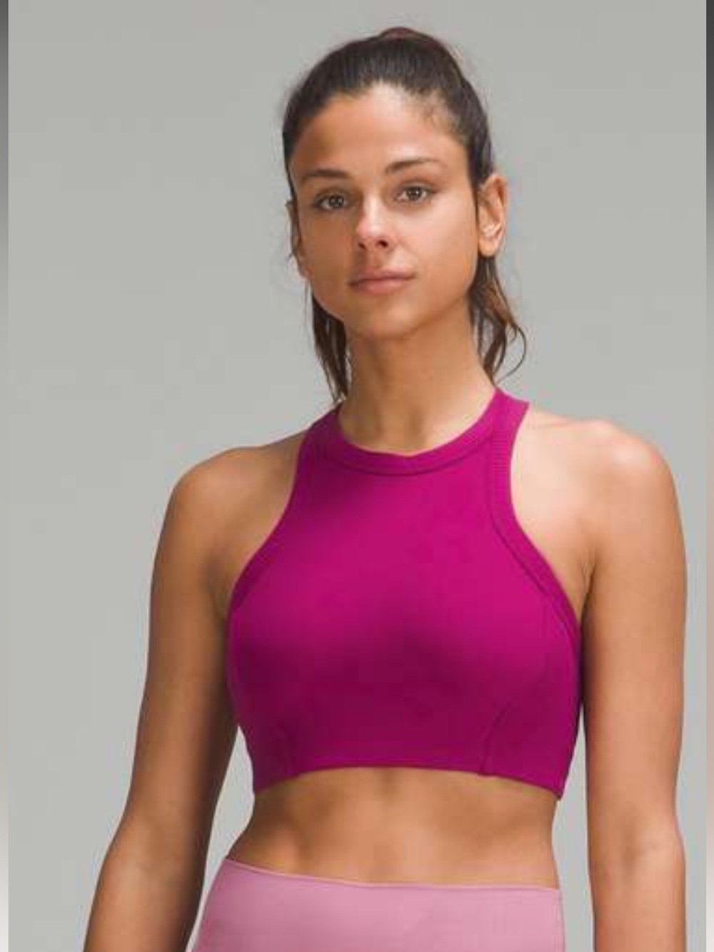 Lululemon Ribbed Nulu High-Neck Yoga Bra *Light Support, B/C Cup - Magenta